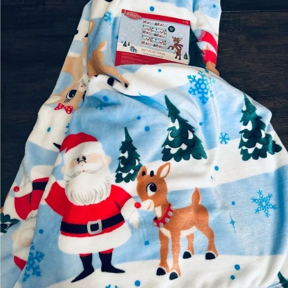 Rudolph the Red-Nosed Reindeer Official Cartoon Plush Throw Blanket